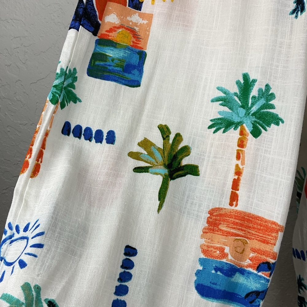 NWT  Anthropologie Label Of Love Tropical Print Wide Leg Linen Blend Pant Sz Lg - Picture 6 of 10